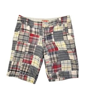 Vintage Y2K No‎ Boundaries Bermuda Shorts Jrs 5 Madras Plaid Patchwork Preppy